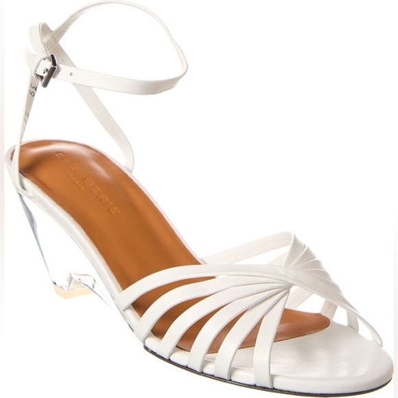 NEW‼️CLERGERIE Dita Leather Strappy Sandals Sz. 8 US/38 EU White - Picture 1 of 12